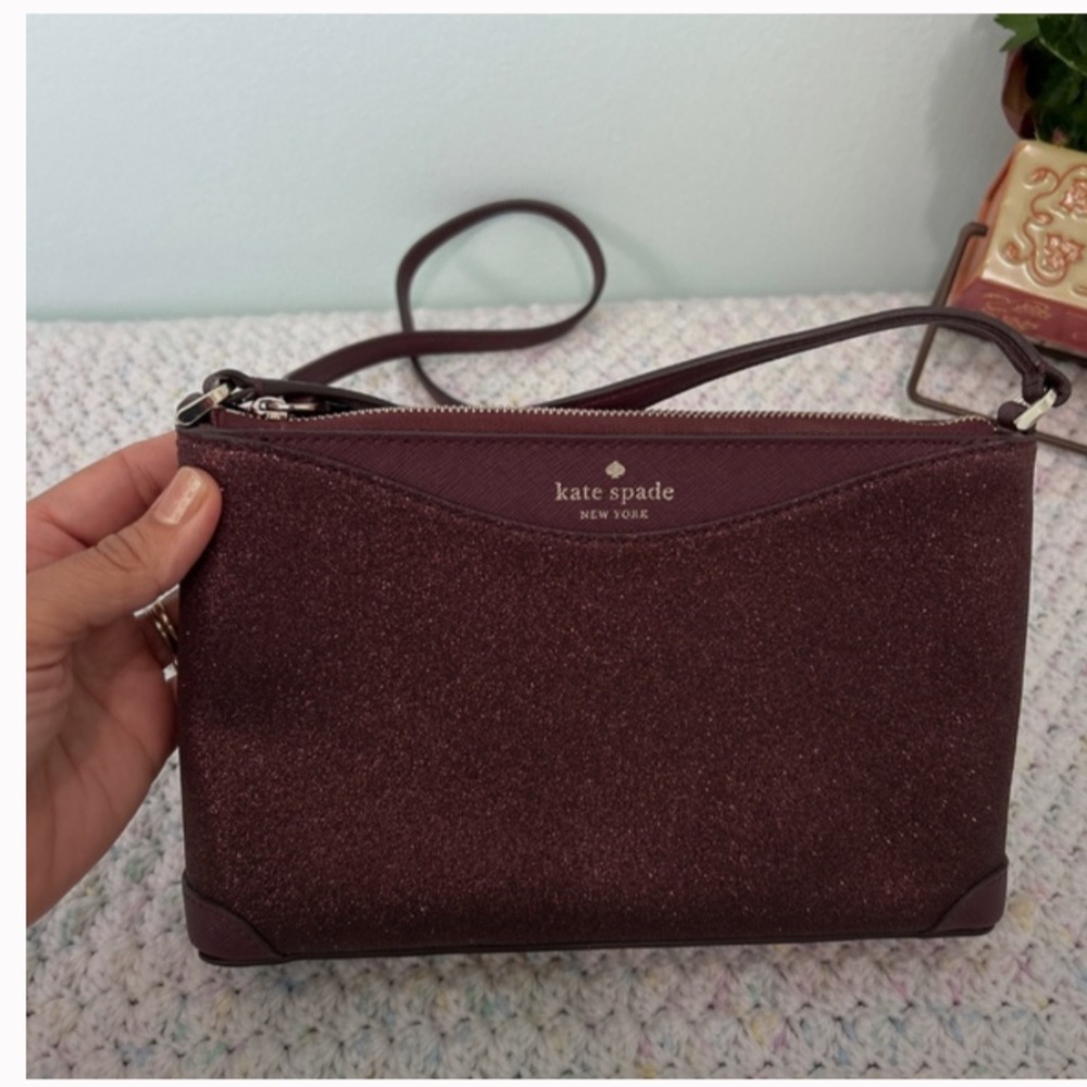 Kate Spade Joeley Glitter crossbody bag Burgandy